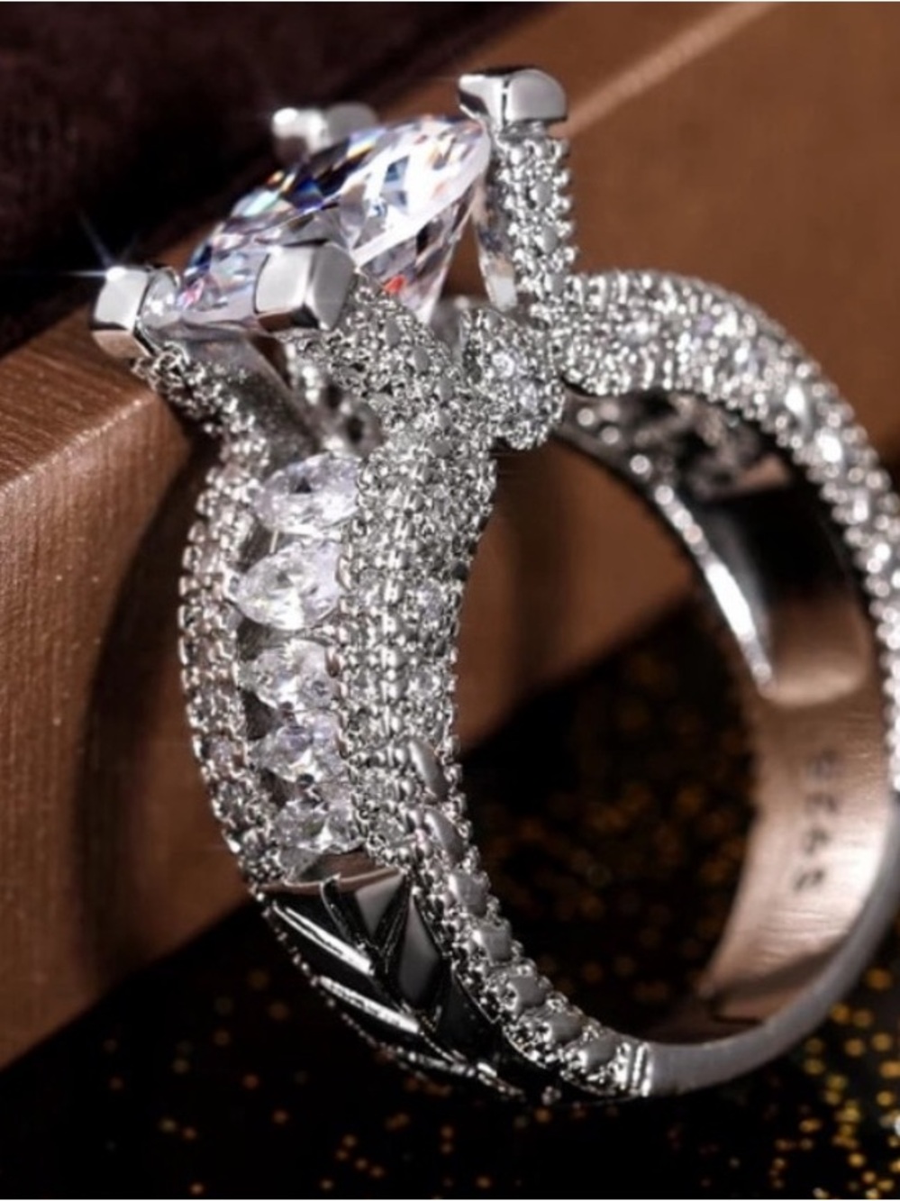 Sterling Silver White Cubic Zirconia Engagement Ring - White